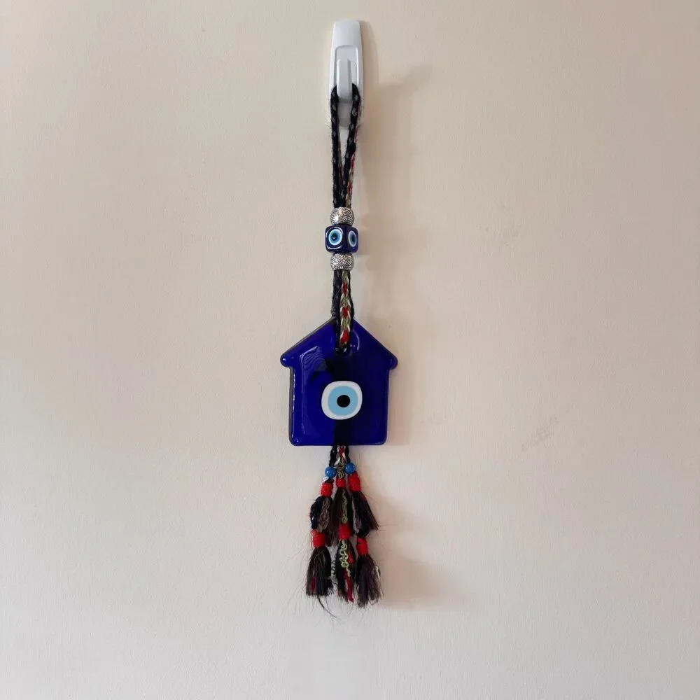 Turkish Evil Eye Wall Hanging Decor Blue Glass